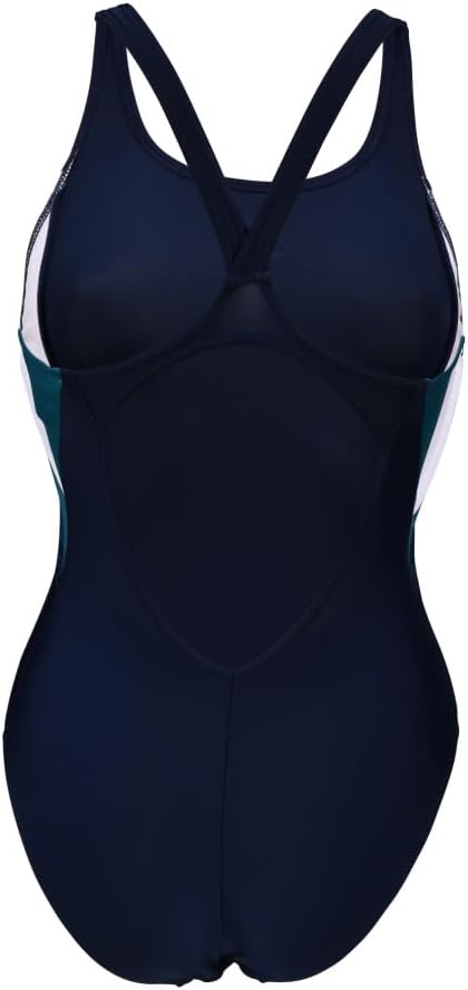 Arena Damen Women's Swimsuit V Back Panel One Piece Swimsuit (1er Pack) 34 Navy-deep Teal-white, 34