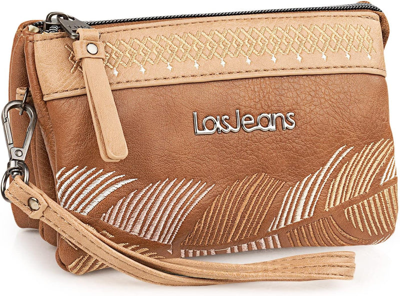 Lois - Clutch - Elegante Handgelenktasche Damen, Portemonnaie Damen & Handtasche Damen 310719 Braun,