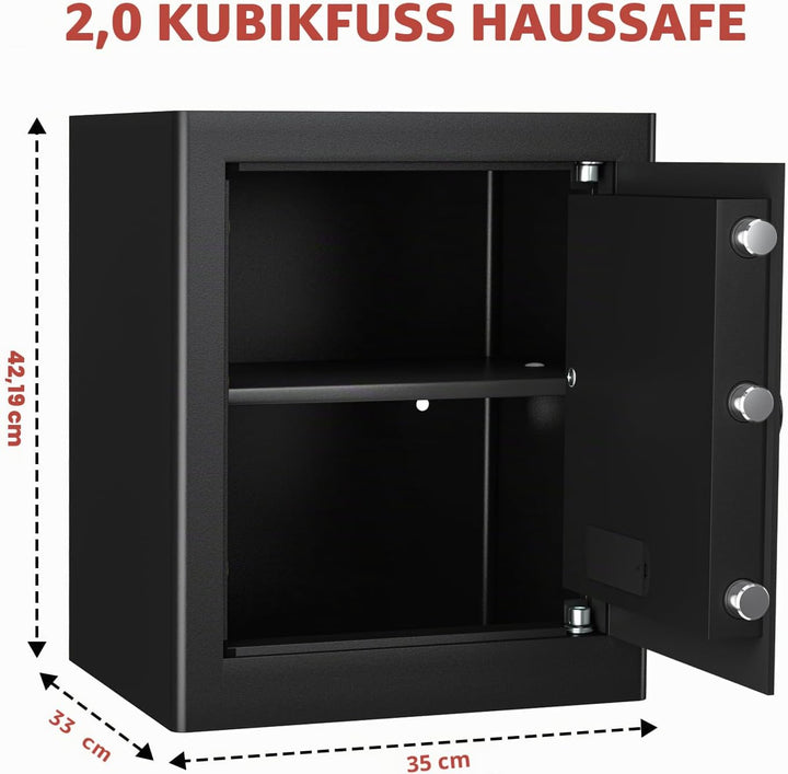45L Tresor, Grosser Möbeltresor Safe mit Zahlenschloss &amp; Schlüssel, Geldtresor Wandtresor für Gold D