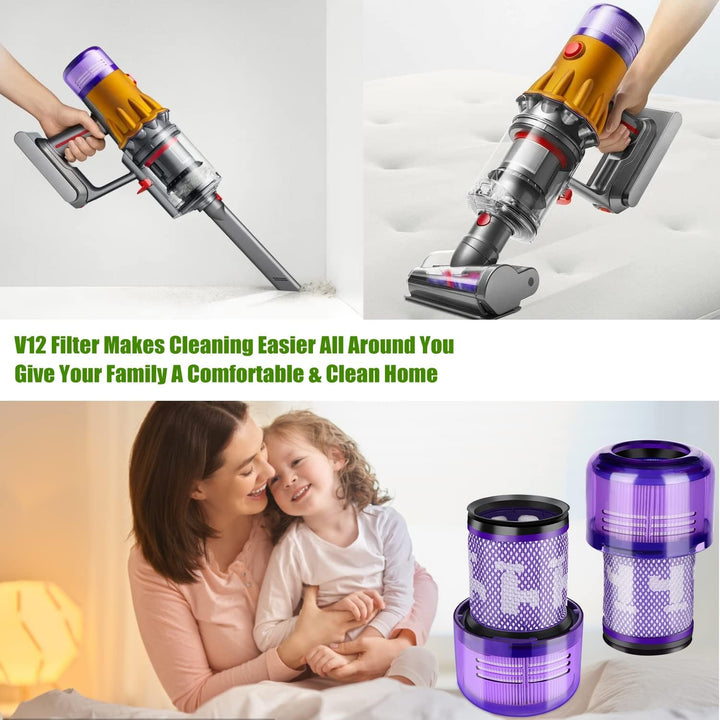 Rebirthcare 2 Stück V12 Filter für Dyson V12 Detect Slim Absolute Extra Pro Plus Motorhead Complete