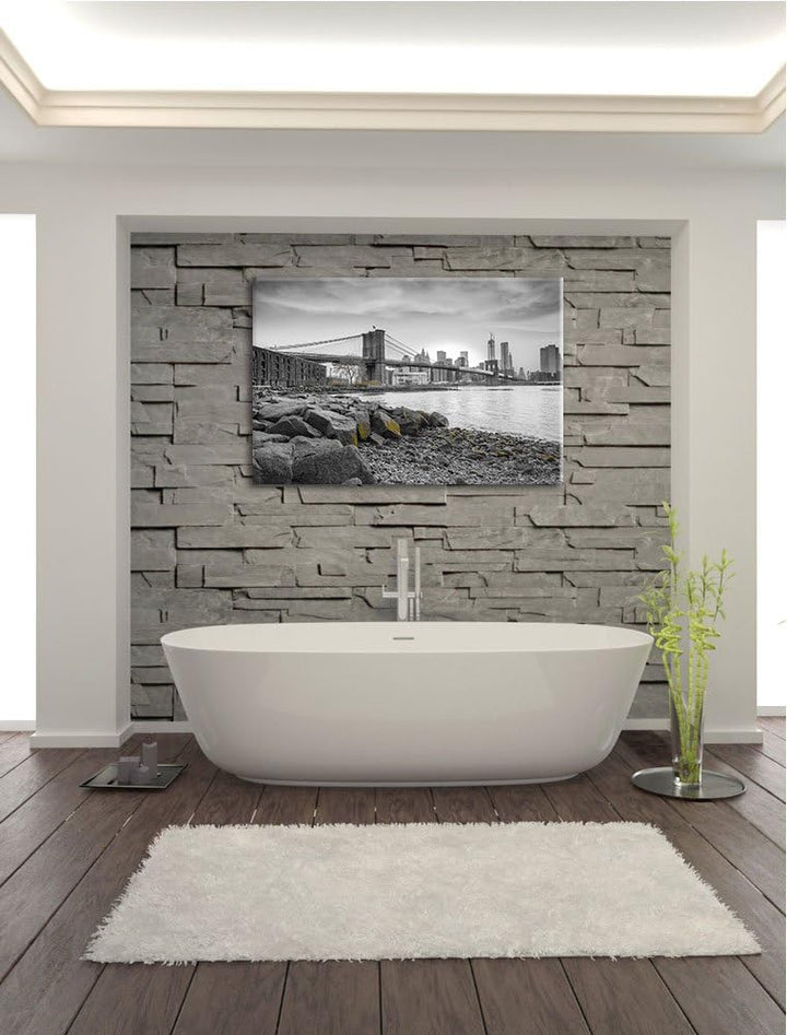 schöne Brooklyn Bridge schwarz/weiss Format: 100x70 auf Leinwand, XXL riesige Bilder fertig gerahmt