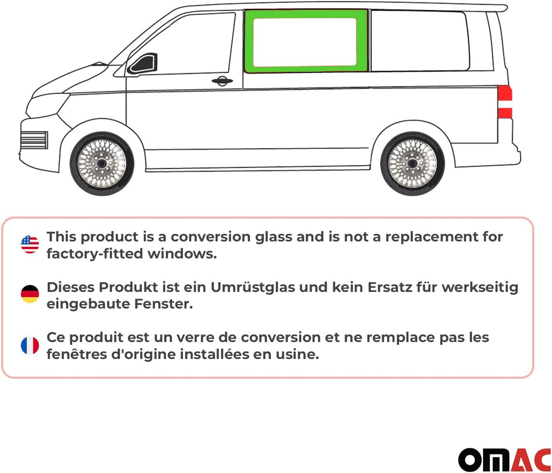 Seitenfenster Auto Seitenscheibe kompatibel mit VW T6 T6.1 2015-2024 Links Schwarz L1 L2 Transporter