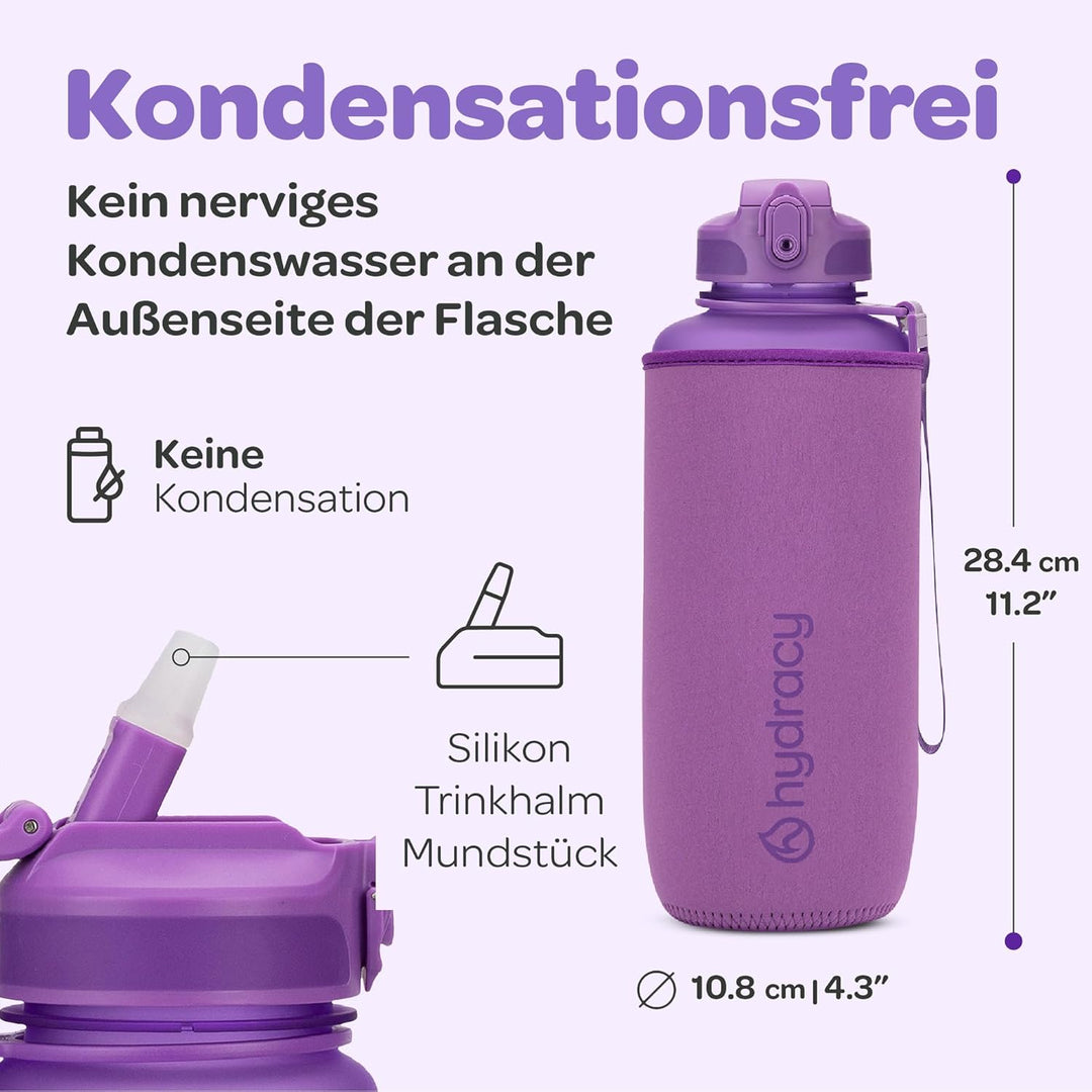 Hydracy Trinkflasche mit Strohhalm und Zeitmarkierung - 2L Wasserflasche - BPA-freie Trinkflasche -