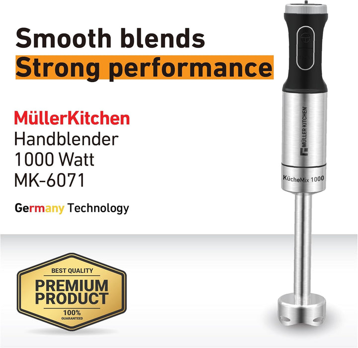 Muller Kitchen MK-6071 Stabmixer (1000 W, Gehäuse und Klinge aus Edelstahl, leiser Motor, ergonomisc