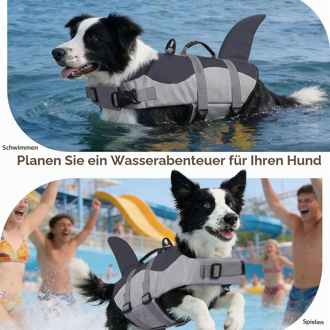 CITÉTOILE Schwimmweste Hunde Hai, Leicht und Sicher für Wassersport, hundeschwimmweste mit Griff und