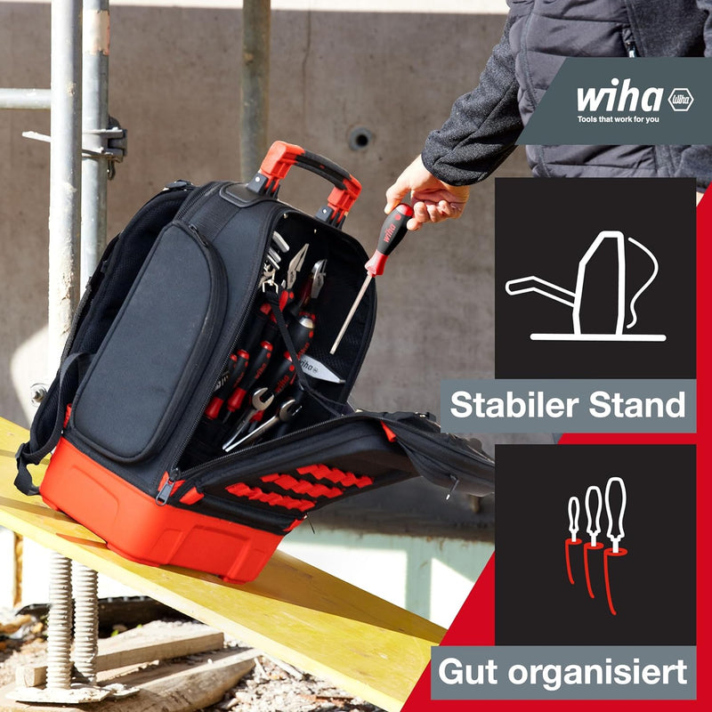 Wiha Mechaniker Werkzeugrucksack 41-tlg. I mit Mechaniker Grundausstattung I stabiler Standboden I m