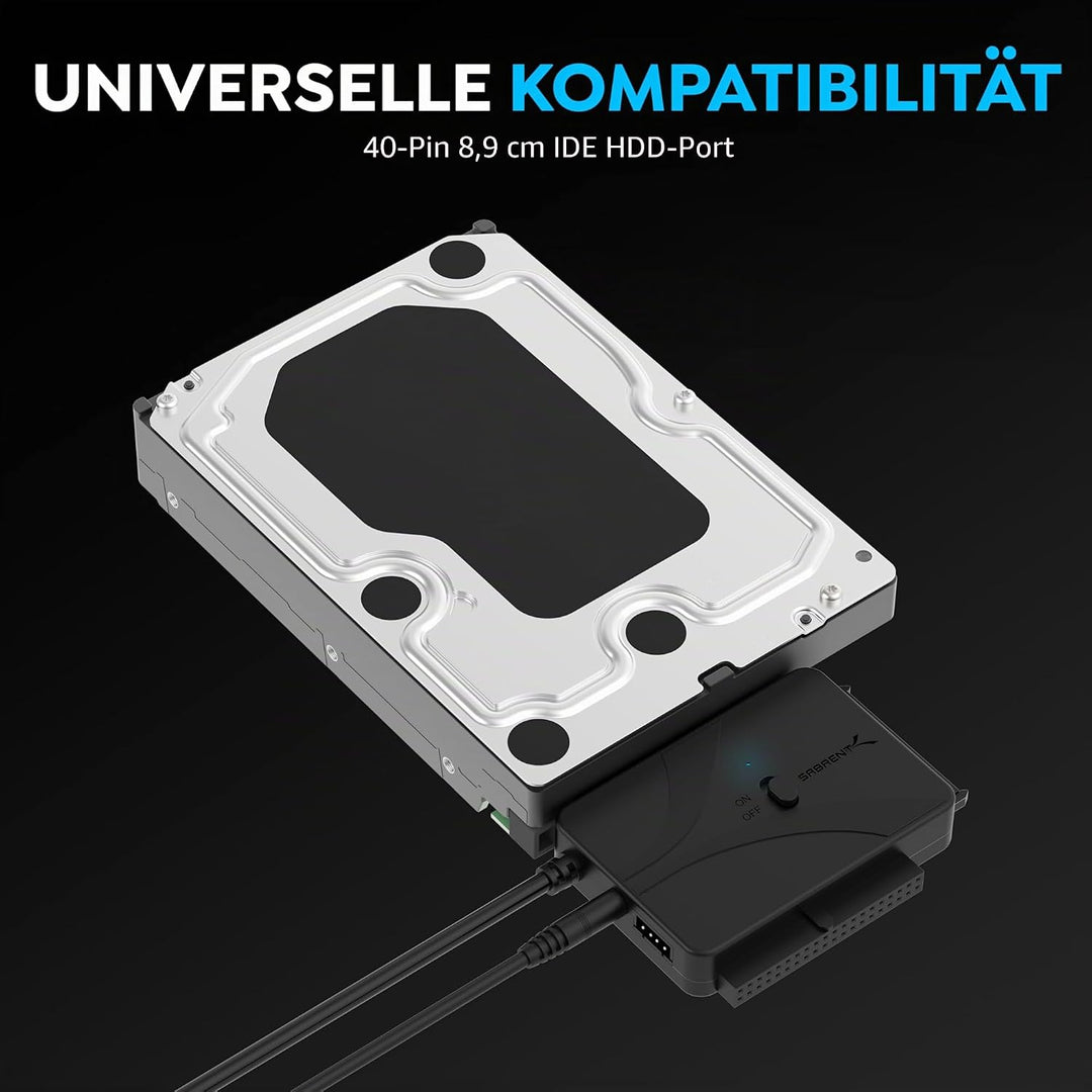 SABRENT USB Typ C zu SSD SATA IDE 2,5 / 3,5 / 5,25 Zoll Festplattenkonverter (USB-DS12) USB auf SSD