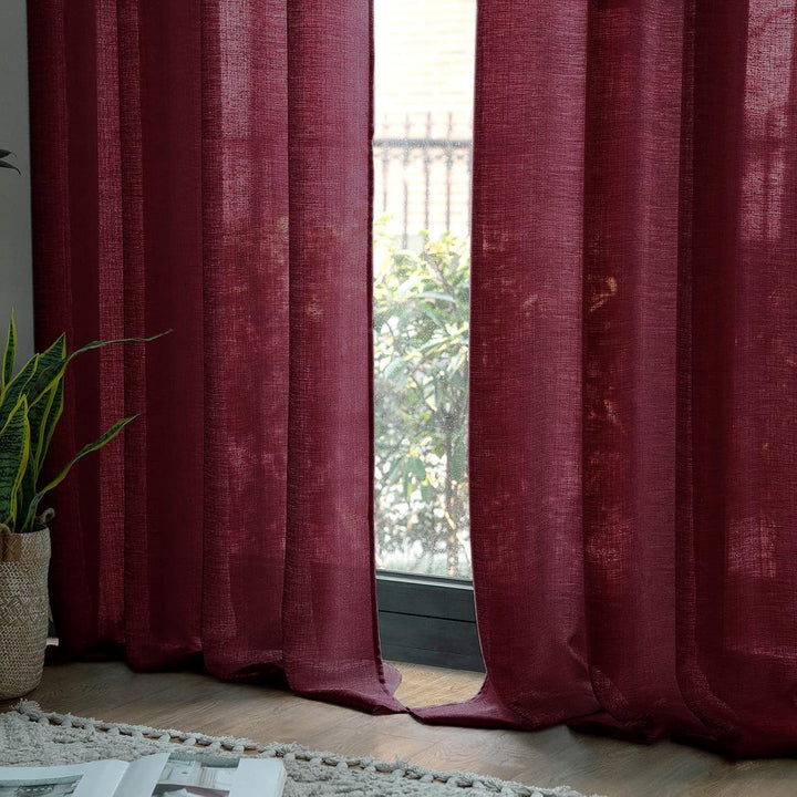 MIULEE 2er Set Voile Vorhang Sheer Leinenvorhang mit Ösen Transparente Unregelmässige Textur Gardine