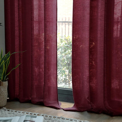 MIULEE 2er Set Voile Vorhang Sheer Leinenvorhang mit Ösen Transparente Unregelmässige Textur Gardine
