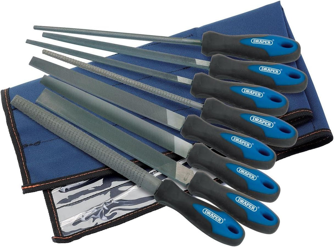 Draper 44961 Feilen- und Raspel-Satz mit Softgrip-Griff 200 mm, 8-teilig Single, Single