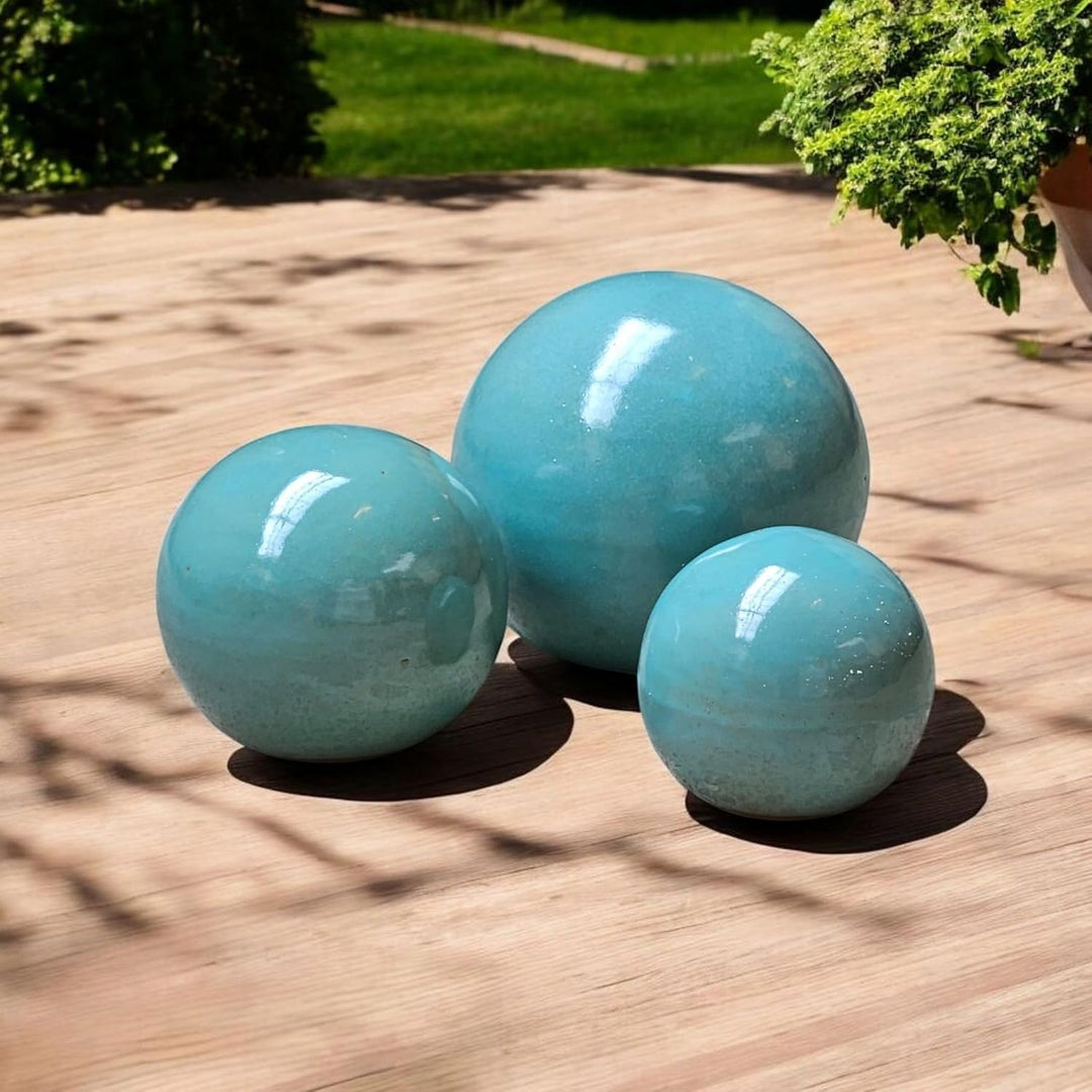Teramico Dekokugel Gartenkugel glasiert -Blau, Grün, Anthrazit, Türkis, Aqua- sehr hochwertig frostf
