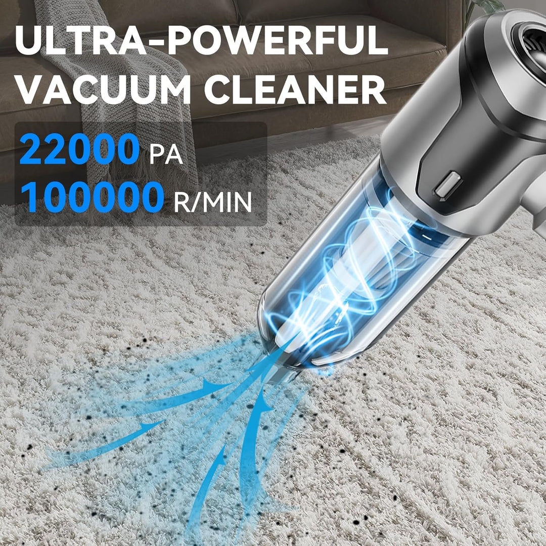 Handstaubsauger, 22000Pa Handstaubsauger Akku, Autostaubsauger mit Bürstenloser Motor, Auto Kabellos