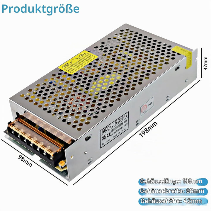 12V 16.7A Schaltnetzteil 200W Netzteil Transformator Diver Adapter für Überwachungskamera, LED-Strei