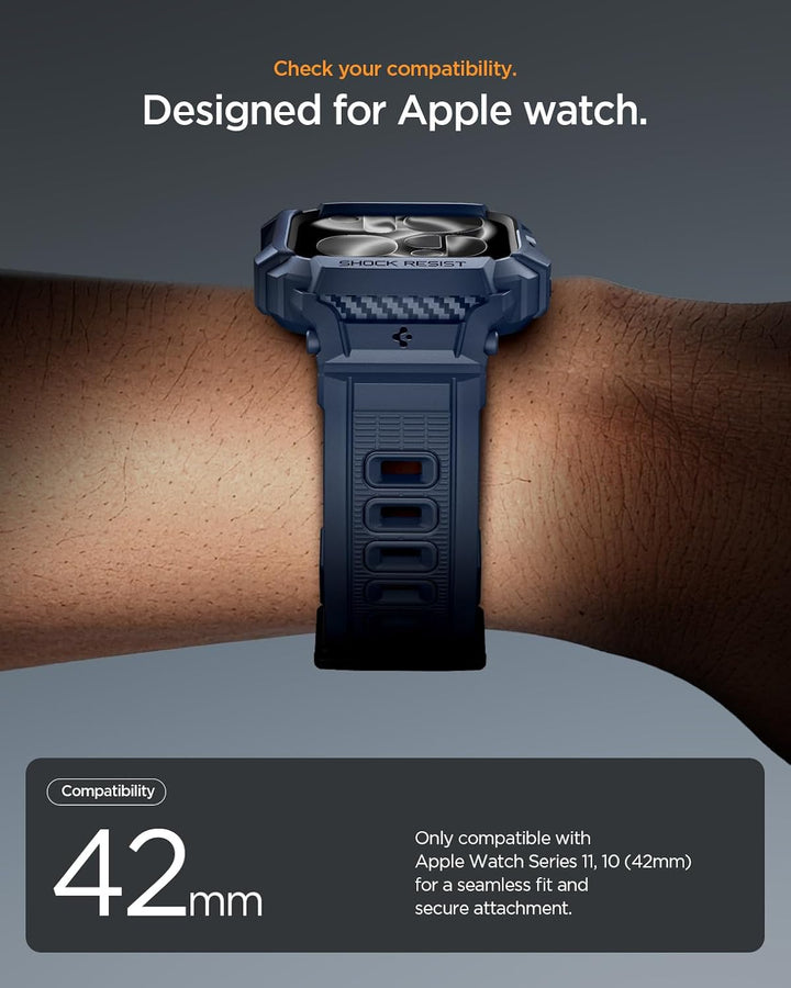 Spigen Rugged Armor Pro 2 Hülle mit Armband Kompatibel mit Apple Watch 11/10 42mm (2025/2024) - Mari