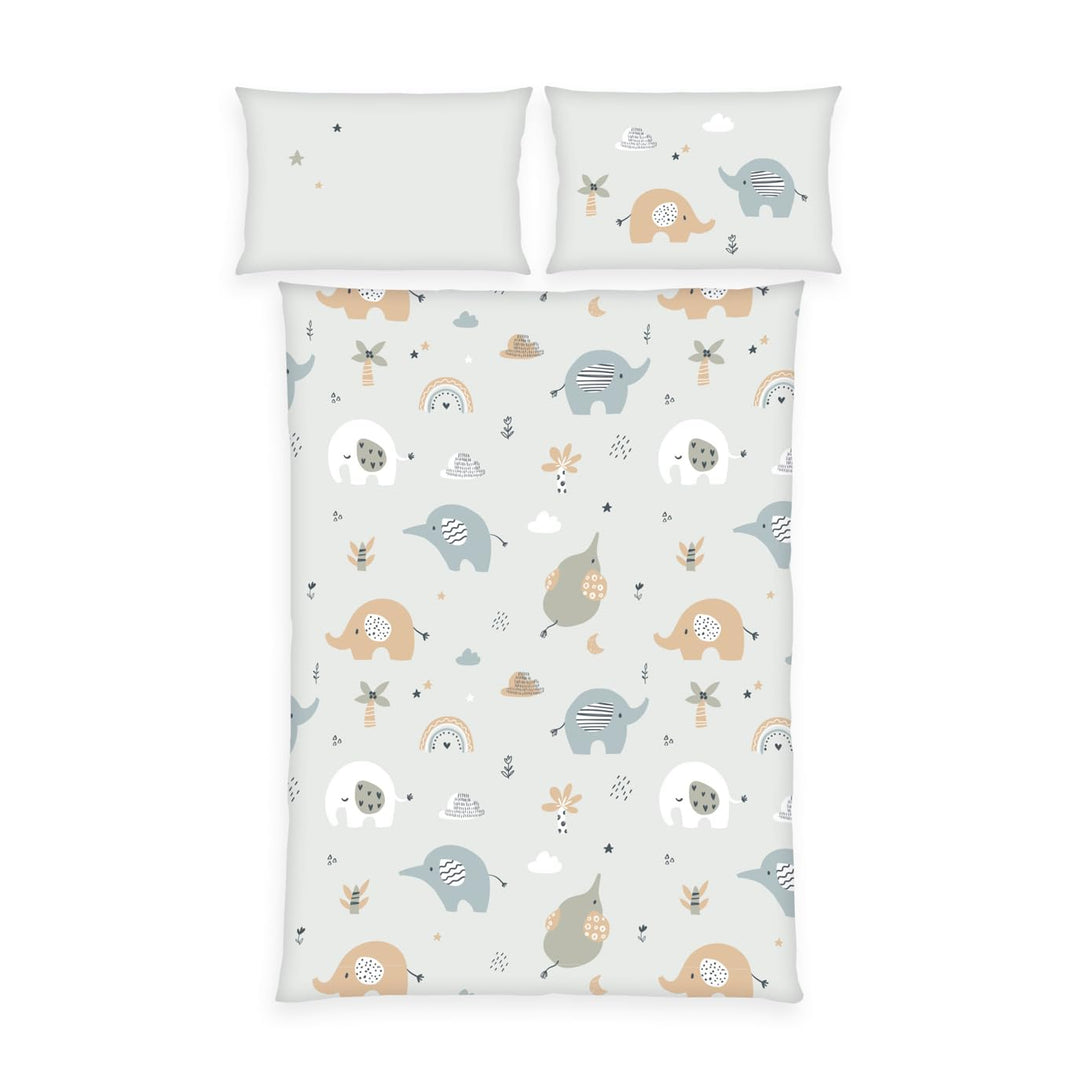 Herding babybest Bettwäsche Elephants, Kopfkissenbezug ca. 40 x 60 cm mit Hoteleinschlag, Bettbezug
