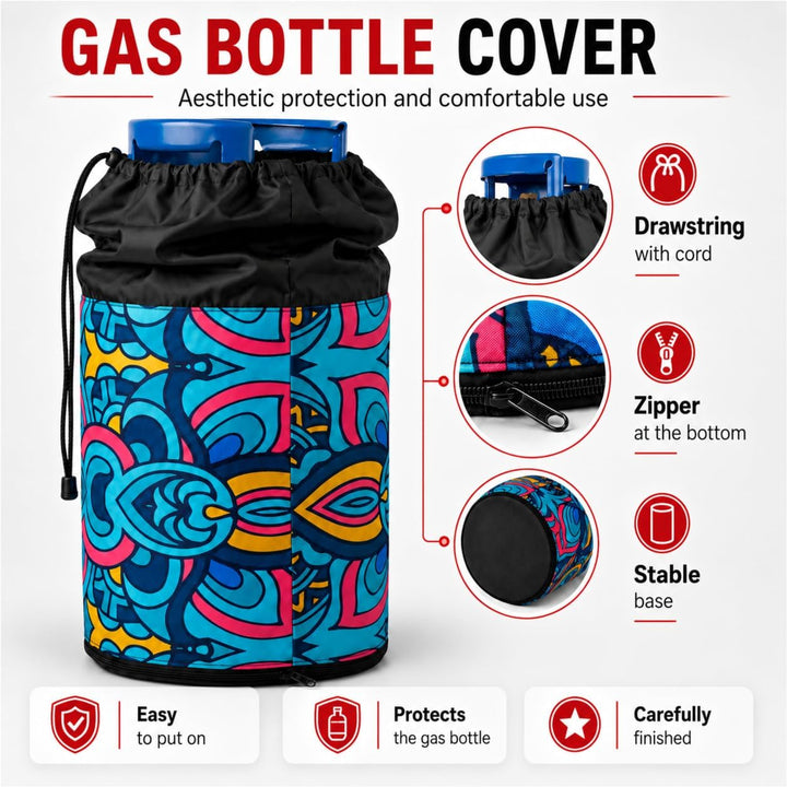 Gasflaschen Abdeckung 11 kg für Grill und Camping Gasflaschenhülle mit Kordelzug Reissverschluss sta