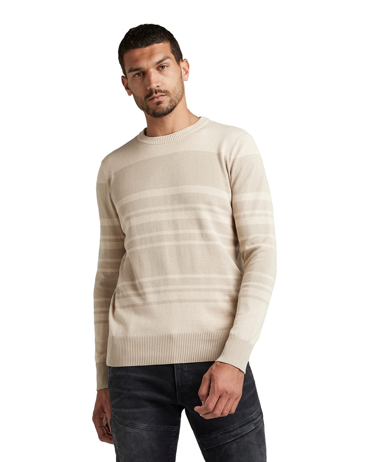 G-STAR Herren Stripe Knitted Sweater XL Mehrfarbig (Dk Talc/Dk Brick Stripe), XL Mehrfarbig (Dk Talc