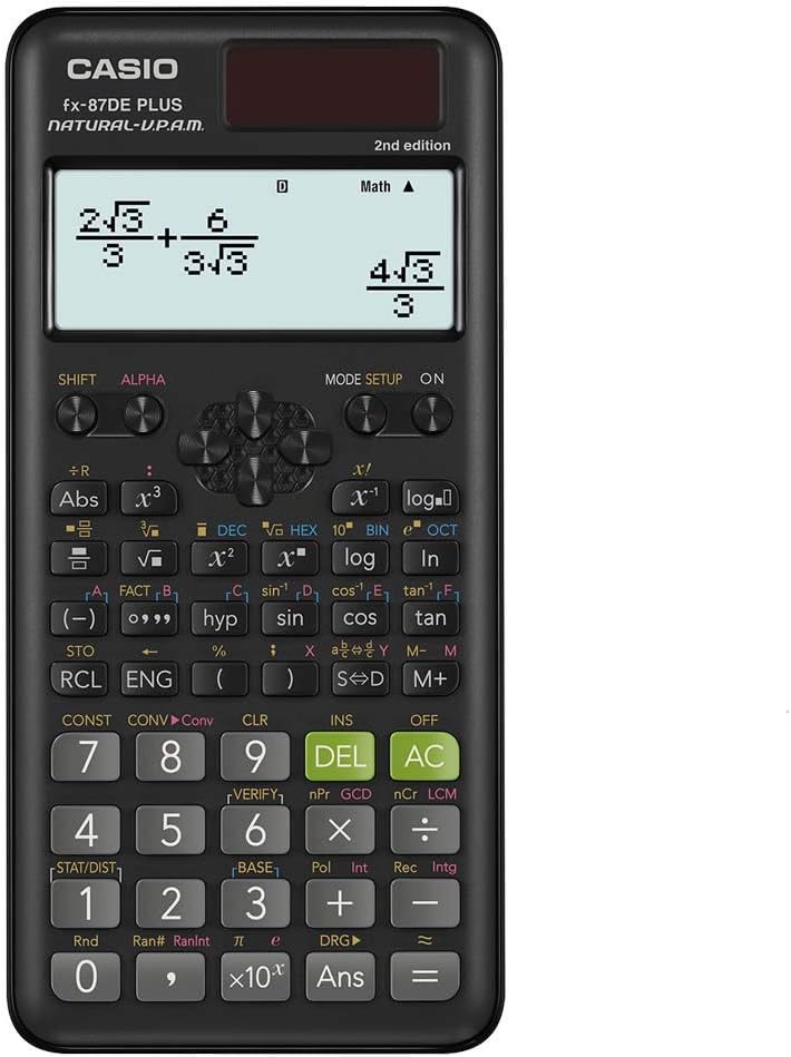 Casio FX-87DE Plus-2 Wissenschaftlich-Technischer Schulrechner, Schwarz Taschenrechner, Taschenrechn