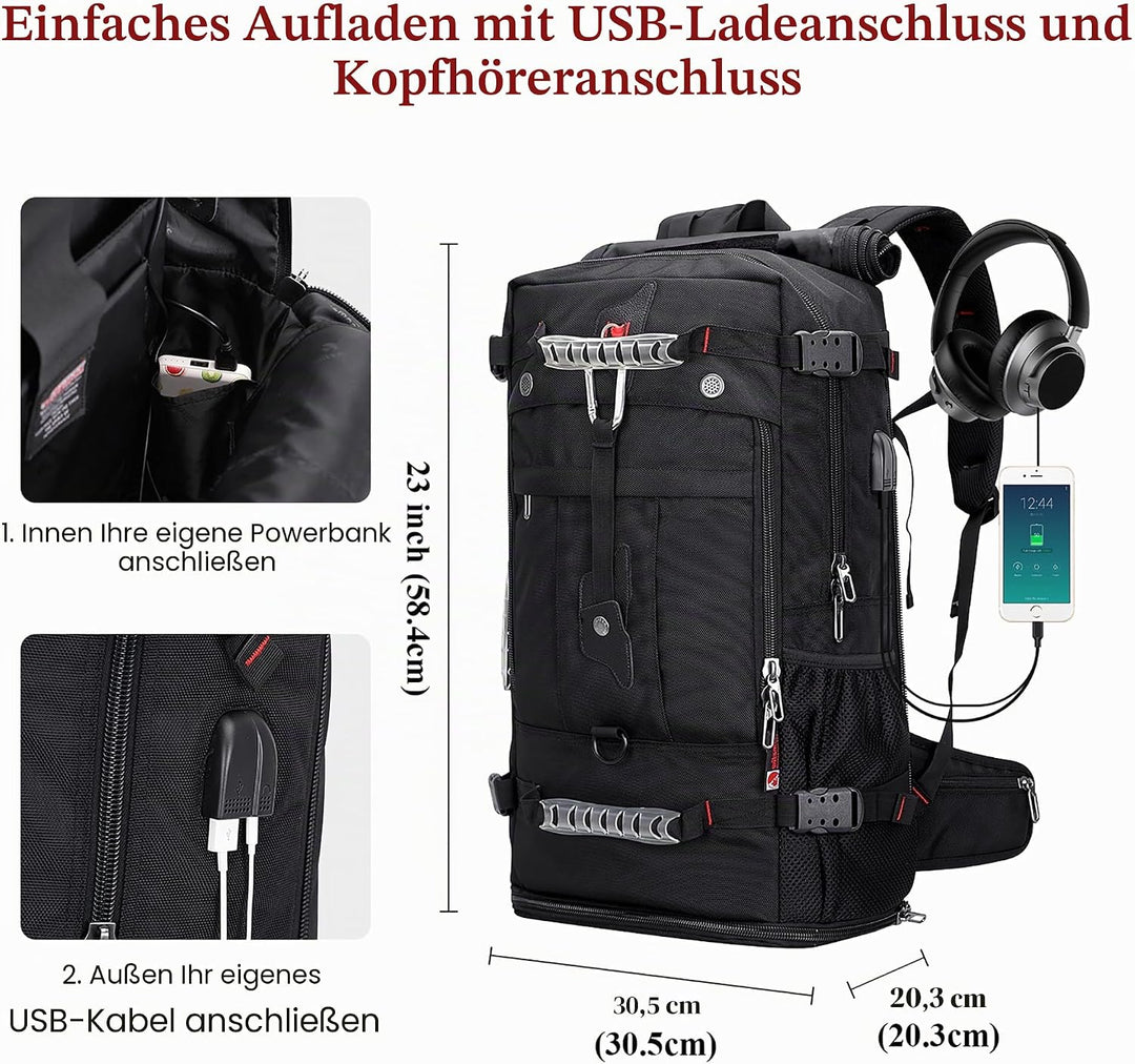 WITZMAN Reiserucksack Herren Gross 40L Reisetasche Rucksack Mit Schuhfach HandgepäCk Flugzeug Fit 17