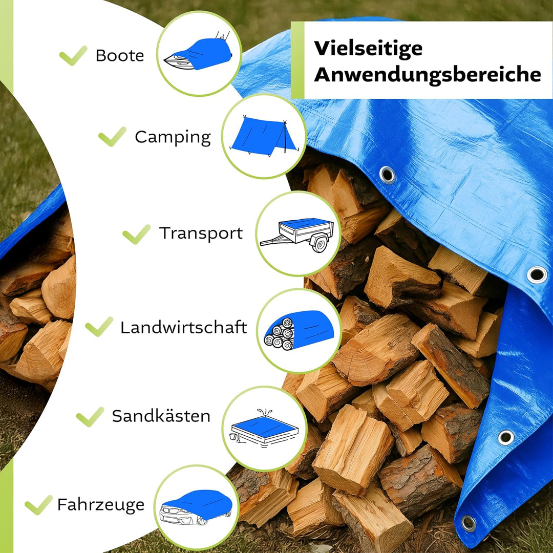 Blaue Abdeckplane 60g/m², 20x20m Gewebeplane Schutzplane Plane zum universellen Gebrauch