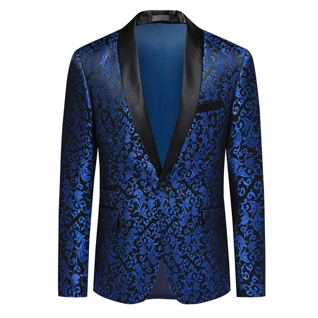 Allthemen Sakko Herren Slim Fit Jacquard Bunte Sakko Casual Blazer Glitzer Smokingjacke Anzugjacke f