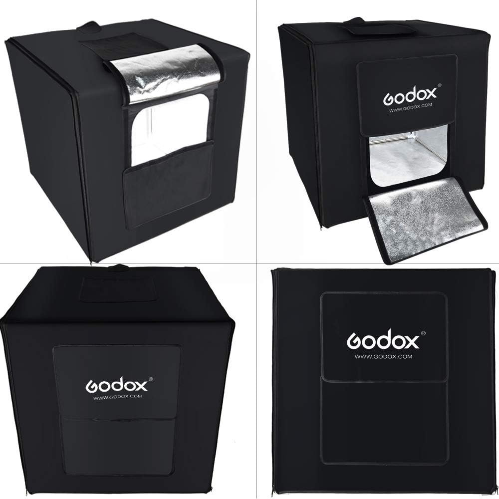 Godox LSD80 Mini LED Fotostudio 80 x 80 x 80 cm mit 2 Stück LED Lampenband Leistung 60 W 10000~11000