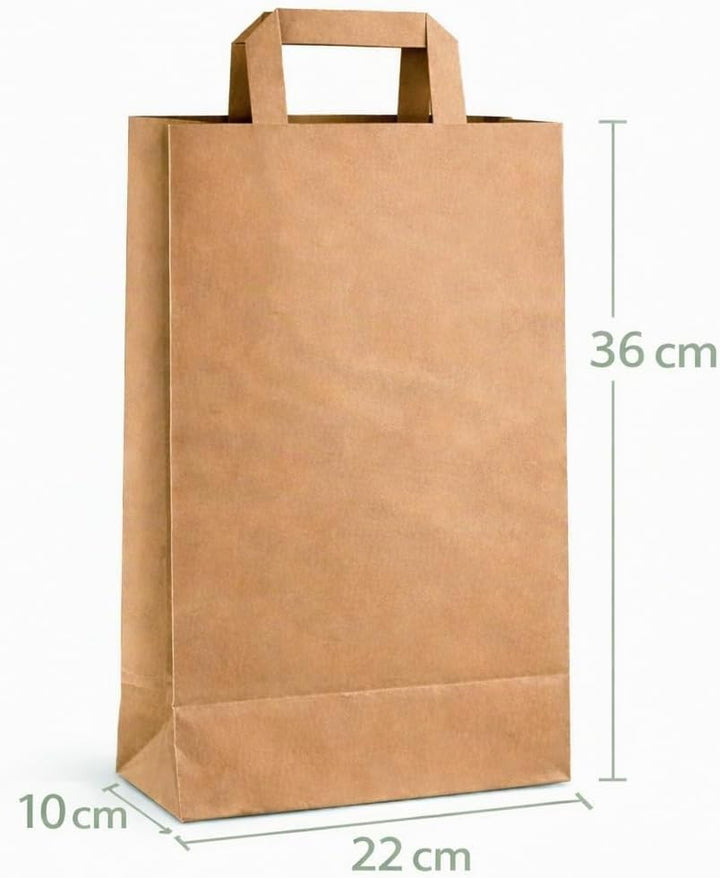 250 Papiertüten Braun mit Henkel 22+10x36cm – Papiertragetaschen und Papiertaschen mit Henkel aus st