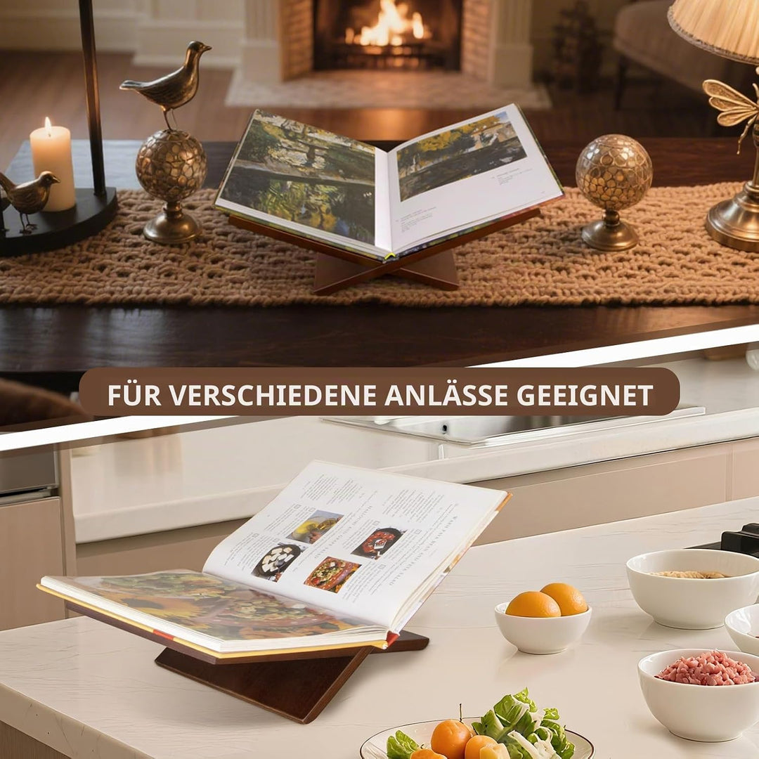 PUERSI Buchständer, Buchhalter Holz, Offene Bücherständer zum Ausstellen und Lesen, Buchaufsteller f
