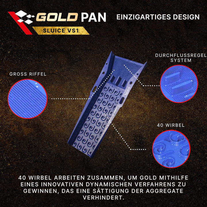 XP Metal Detectors Goldschürfschleuse mit einzigartigem VS1 Vortex System und Blauer Farbe für optim