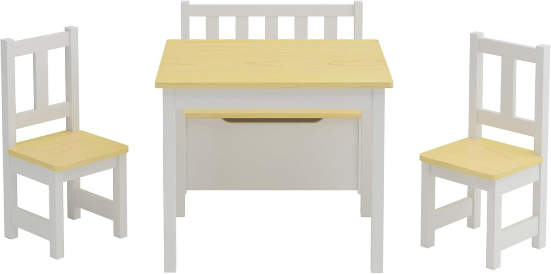 [en.casa] Kindertischset Lousame mit aufklappbarer Sitzbank und 2 Stühlen Kindertisch-Set Kindermöbe