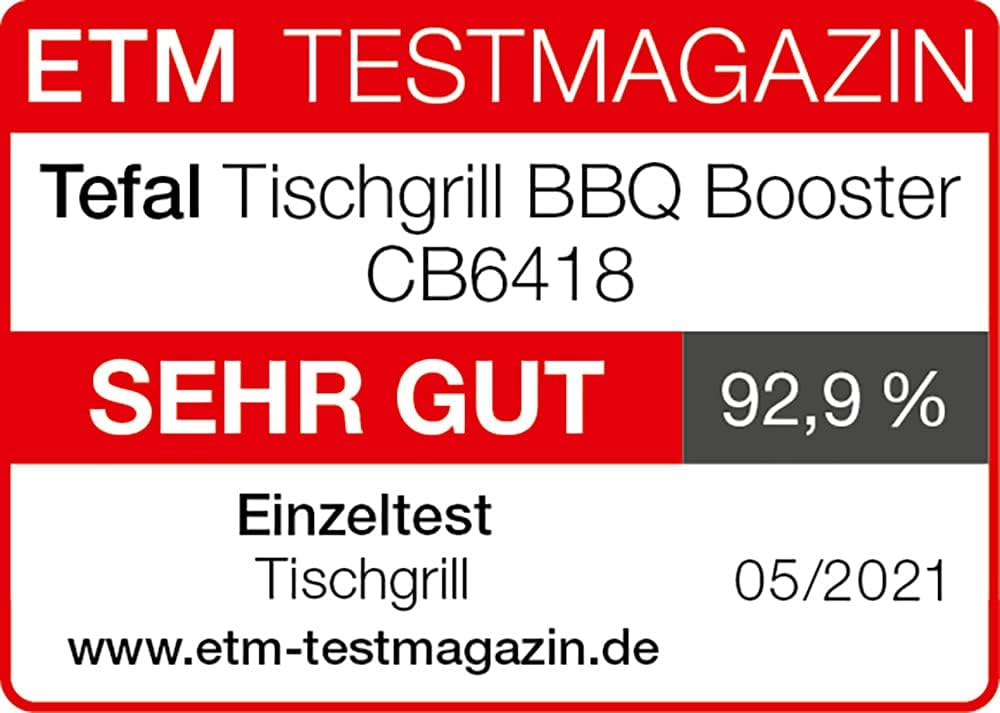 Tefal CB6418 BBQ Booster Tischgrill | Power-Boost-Zone | 2200 Watt | Antihaftbeschichtung | 6 Stufen