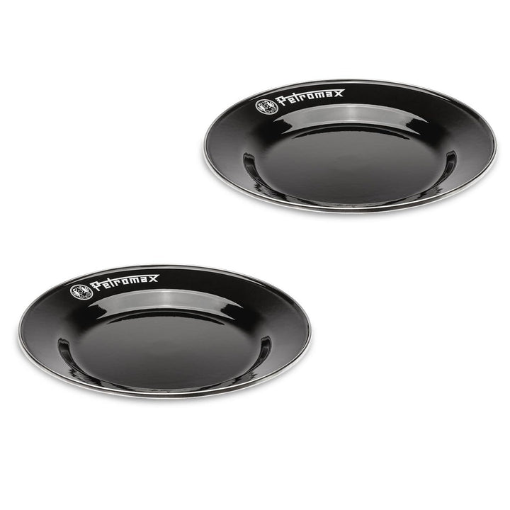 Petromax Emaille Teller schwarz 2 Stück (26 cm) | hochwertiger Edelstahlrand | hygienisch | leicht |
