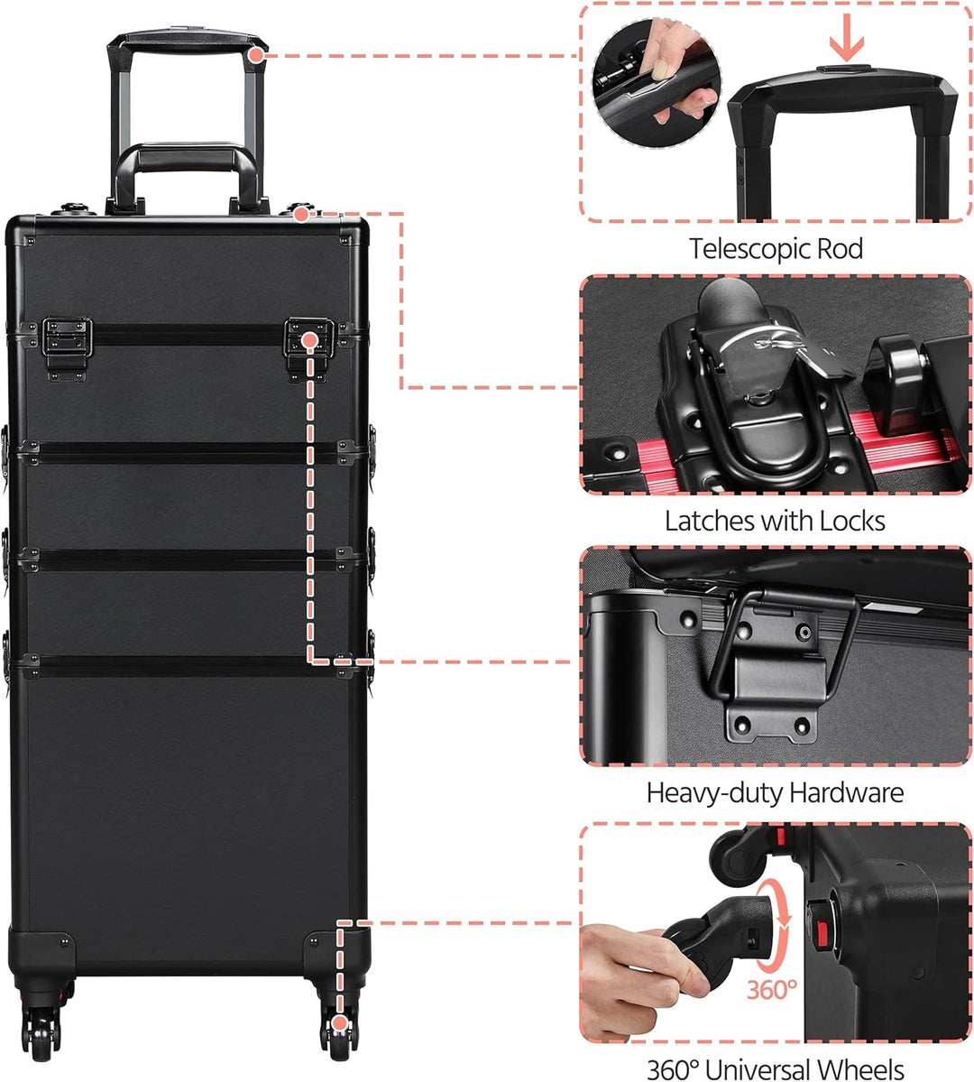 Yaheetech Kosmetikkoffer Alu Beauty Case Kosmetik Trolley Rollkoffer 4 in 1 Schminkkoffer mit 360° d