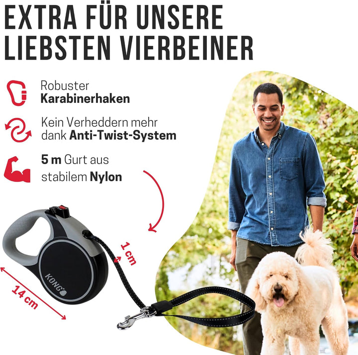 Kong Terrain Hundeleine, einziehbar Terrain mittel grau, Terrain mittel grau