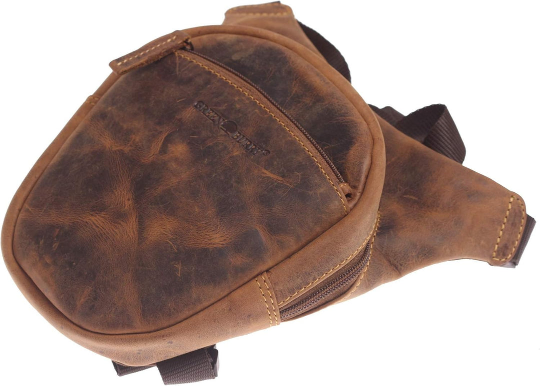 Greenburry Vintage Umhängetasche Baun 26x24x8cm Legbag Beintasche, Baun