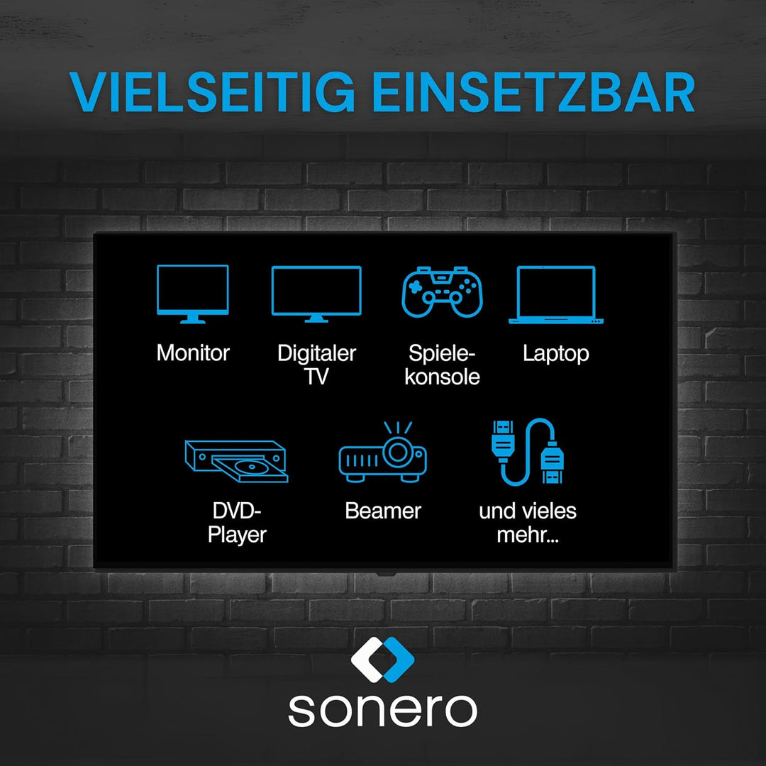 Sonero 50m HDMI Kabel 2.0b, Glasfaser Hybrid, UHD 2160P, 4K60Hz, 4:4:4, HDR, 18Gbps, schwarz 4K HDMI
