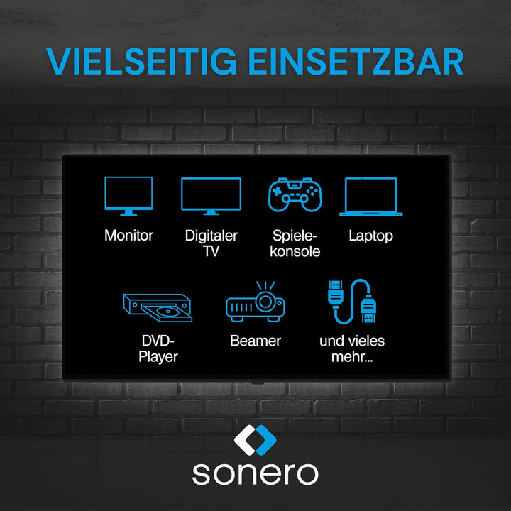 Sonero 10m HDMI Kabel 2.0b, Glasfaser Hybrid, UHD 2160P, 4K60Hz, 4:4:4, HDR, 18Gbps, schwarz 4K HDMI
