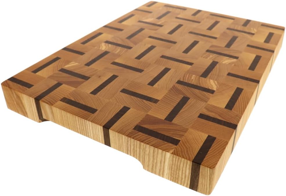 HOFMEISTER® Stirnholzbrett Esche &amp; Nussbaum 40 x 30 cm mit Griffen &amp; Füssen