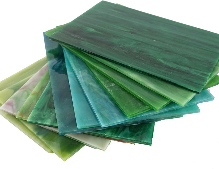 Lanyani 10 Blatt Vielfalt Buntglas-Blätter, 10,2 x 15,2 cm grosse Kathedrale Glasmosaikfliesen zum B