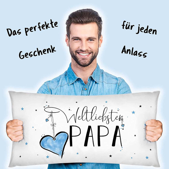 Print Royal XXL-Deko-Kissen mit Füllung - Weltliebster Papa - Geschenk für den besten Papa, Vatertag