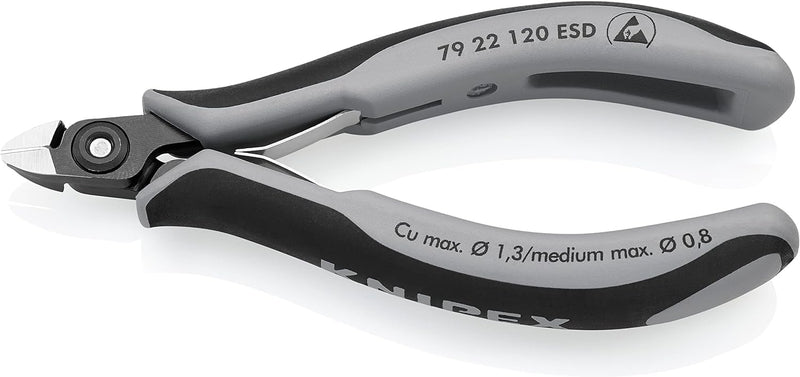 Knipex Präzisions-Elektronik-Seitenschneider ESD brüniert, mit Mehrkomponenten-Hüllen 120 mm 79 22 1