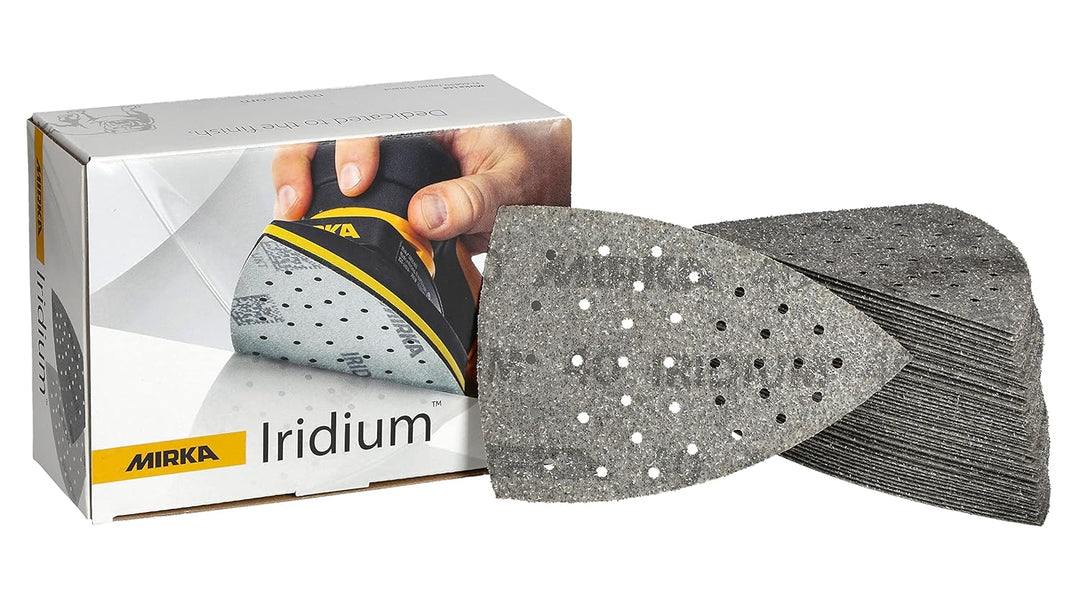Mirka Iridium Schleifdreieck Premium-Schleifpapier 100x152x152mm 36-Loch Klett Korn 40, 50 Stk/Zum S