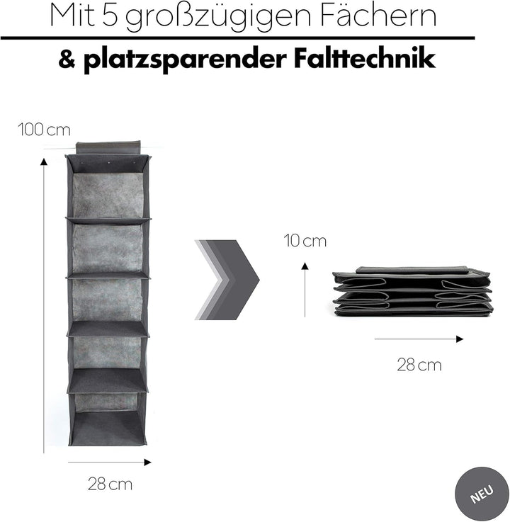 SB Trading - Schrank Organizer inkl. Schubladen Ordnungssystem aus Stoff - Kleiderschrank Hängeregal