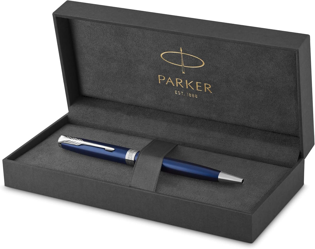 Parker Sonnet Kugelschreiber | Blaue Lackierung | Mittlere Spitze | schwarze Tinte | Geschenkbox Bla