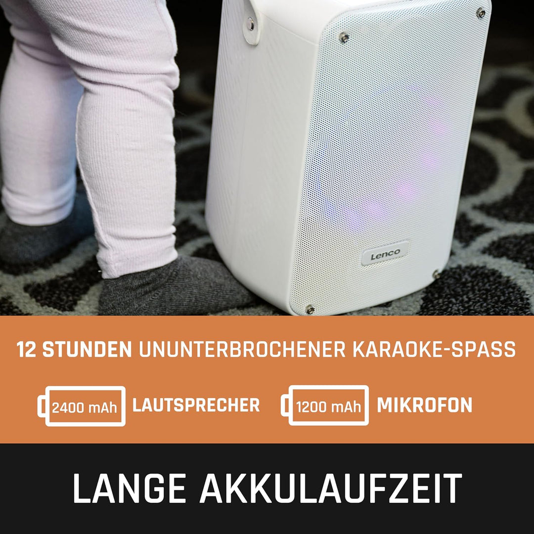 Lenco BTC-060 tragbare Karaoke-Maschine - Bluetooth 5.2-20 Watt RMS - 2 Lautsprecher - Mikrofon - Fe