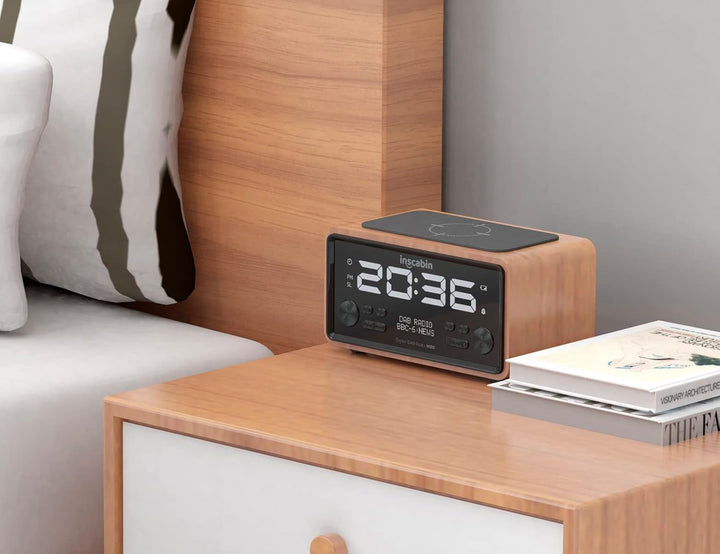 Inscabin W20A DAB/DAB+ FM Digital-Radiowecker mit Kabelloses Laden/grossem Bildschirm, tragbarer kab