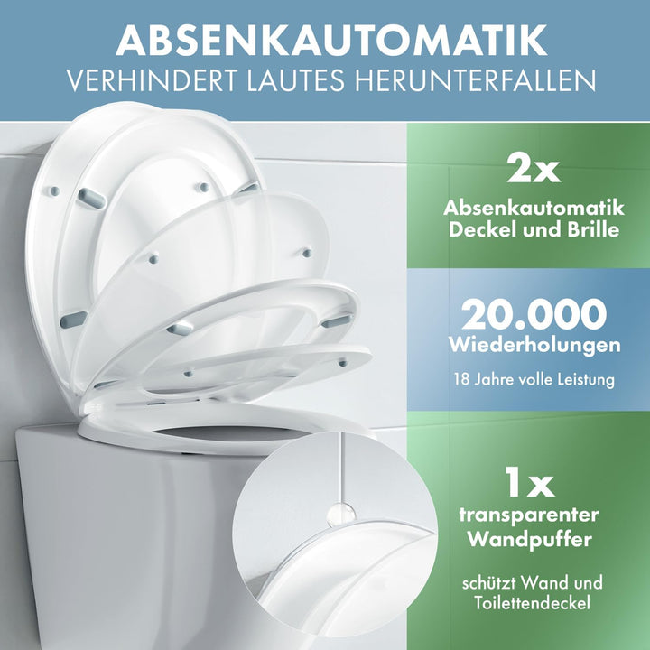 Toilettendeckel - WC Sitz mit Absenkautomatik - antibakterieller Toilettensitz mit Quick-Release Fun
