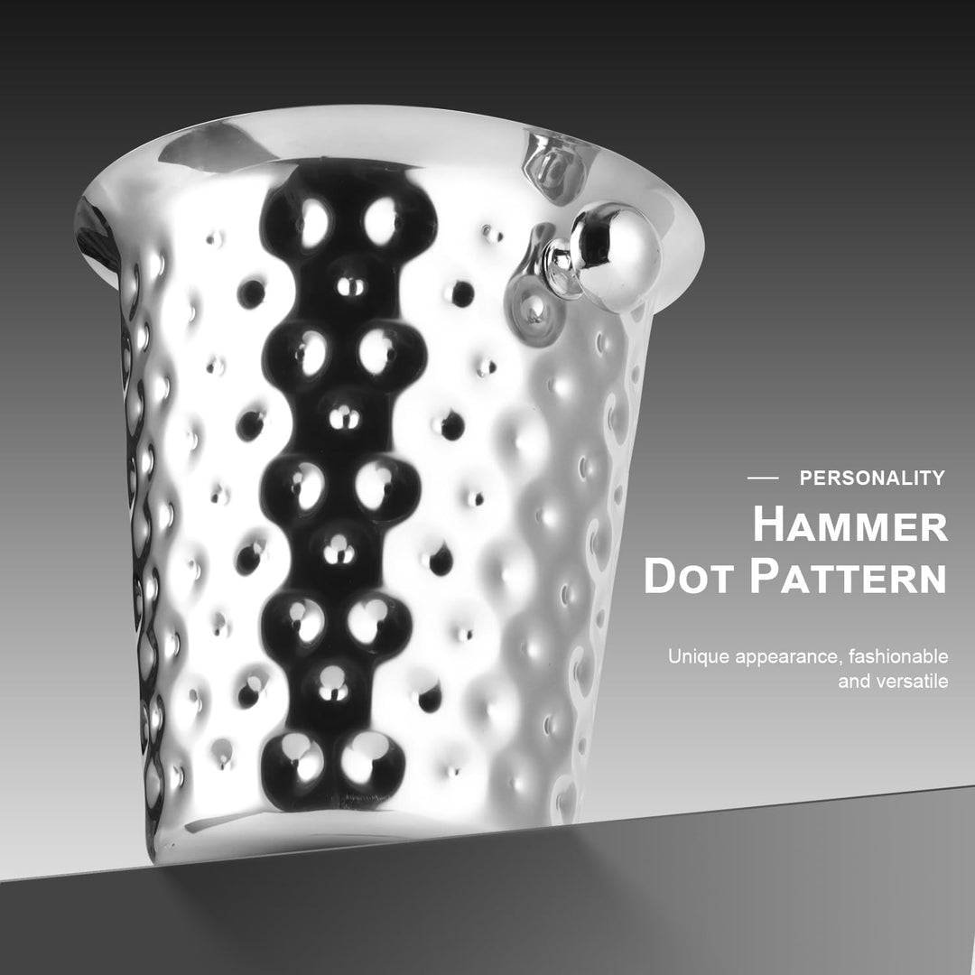 Sektkühler, Eiskübel Edelstahl 5l,Champagner Kühler mit Griff für Bar, Party, Grill (Silber), Silber