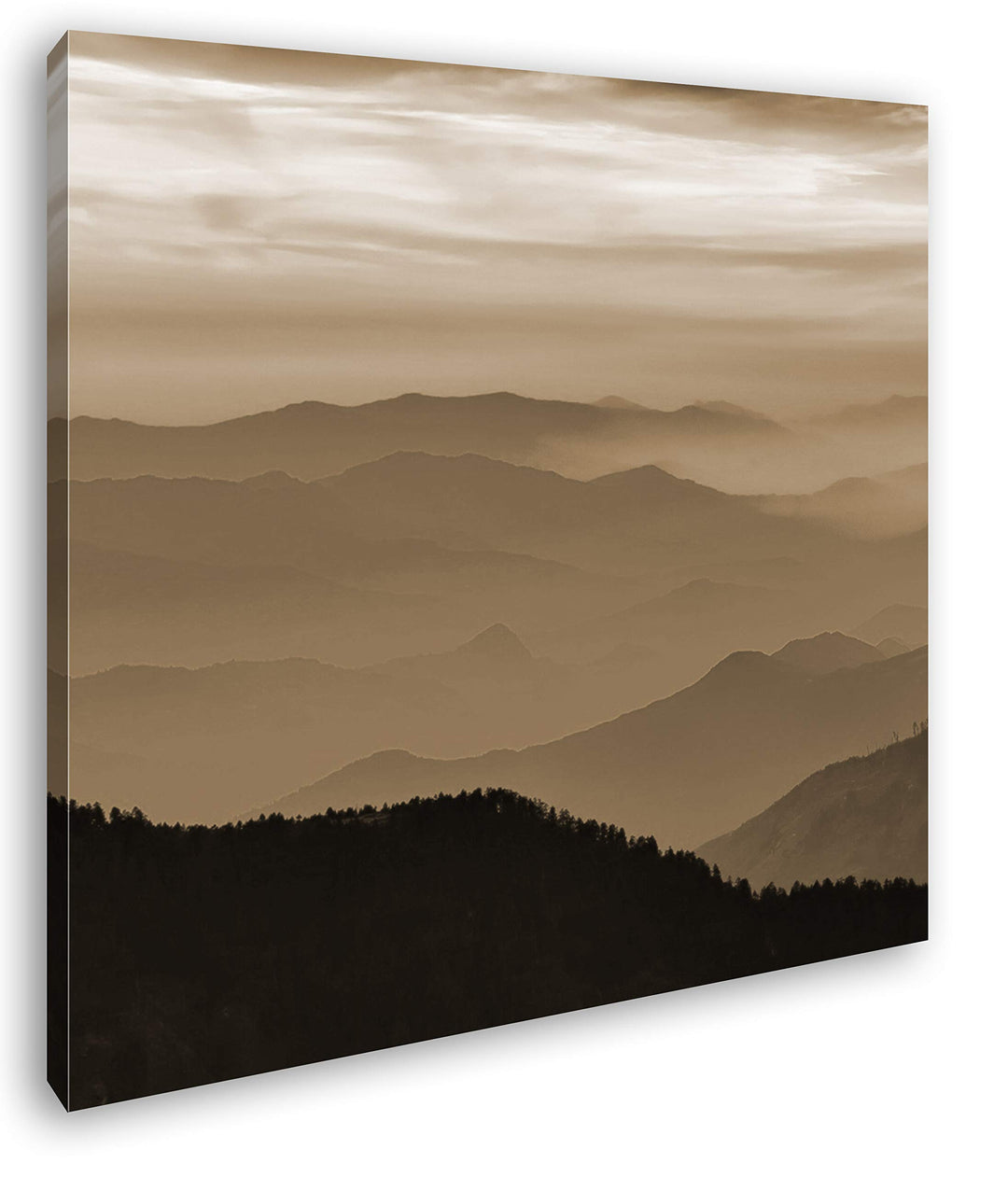 deyoli malerische Berge Format: 70x70 Effekt: Sepia als Leinwandbild, Motiv fertig gerahmt auf Echth