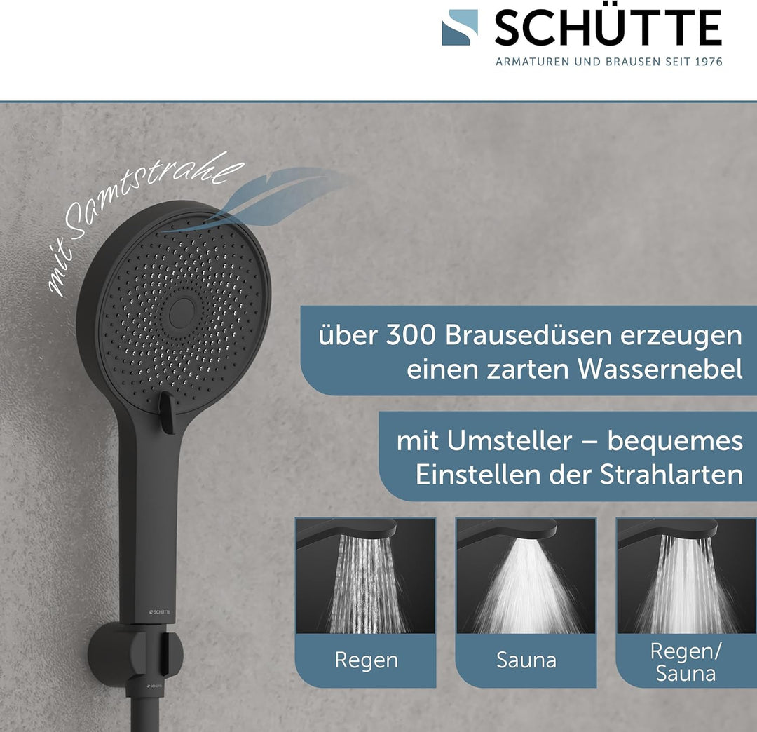 SCHÜTTE Handbrause SAMOA RAIN | Samtstrahl-Technologie | Duschkopf mit über 300 Düsen | 3 einstellba